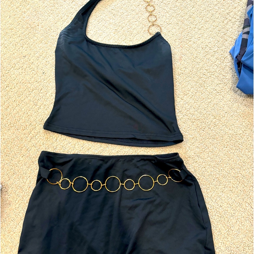 Going out party set chain mini skirt
